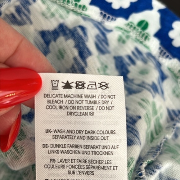 NEW Boden Doublecloth Blouson sleeve 100%Cotton top, navy green and white, sz 6 - Picture 12 of 13